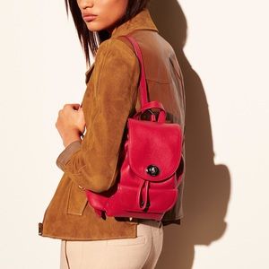 COACH Red Leather Mini Turnlock Rucksack Backpack #37581